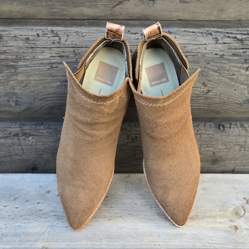 Dolce Vita Sirano Western Boho Suede Block Heel Bootie 9.5M - Picture 6 of 15
